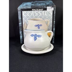 Vintage Pfaltzgraff Classics Yorktowne Gravy Boat With Saucer, Stoneware